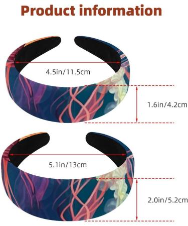 Headbands Women Hair Head Bands 2 Pieces Wide Top Turban Velvet Hair Bands Elastic Headband Jellyfish-1162 Fashion Head Wrap 2 Size Multi-colored 4 - Buy Online on GoSupps.com