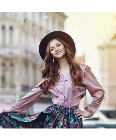 Lanzom Women's Retro Wide Brim Wool Fedora Hat 01-Black - One Size - Buy Online on GoSupps.com