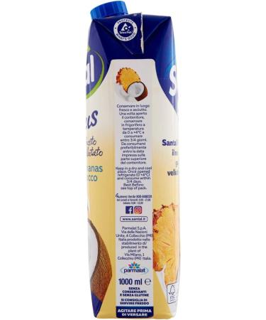 Santal Parmalat Plus Fruit Juice Pineapple and Coconut Fruit juice with a drop of milk Velvety flavor Refreshing drink Tetrapack 1000 ml - Buy Online on GoSupps.com