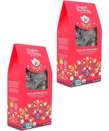  English Tea Shop English Tea Shop | Equosolidal Organic Black Tea | English Breakfast in Eco-Box - 2 x 15 Pyramid Infusers (90 Gr) | Ceylon Black Tea - Buy Online on GoSupps.com