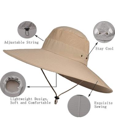 Leotruny Super Wide Brim Bucket Hat UPF50+ Waterproof Sun Hat - Khaki - Buy Online on GoSupps.com