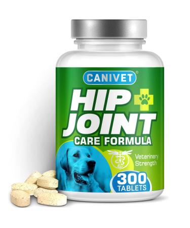 CANIVET Dog Joint Care Supplements | 300 Tablets | With Green Lipped Mussel Glucosamine & Chondroitin Turmeric MSM Hyaluronic Acid Manganese and Vitamins for dog joint care. Aids stiff joints. 1 Pot (300 tablets)