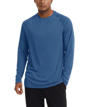 TACVASEN Men's UPF 50+ UV Sun Protection Long Sleeve Shirt | Outdoor T-Shirt Rashguard in L Indigo - Best for Hiking & Beach Activities - Buy Online on GoSupps.com