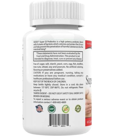 SEDDS Super GI Probiotics 112.5 Billion CFU per Serving Supports Digestive Health & May Relieve Gastrointestinal Distress | Highest Potency 8 Strain Formula | 60 Capsules - Buy Online on GoSupps.com