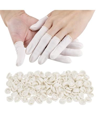 300 Pcs Latex Finger Cots Small Latex Finger Cots White Disposable Latex Finger Cots Rubber for Injured Finger Cracked Finger Sports(White)