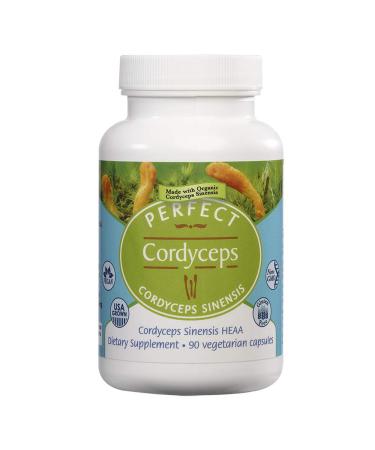 Perfect Supplements  Perfect Cordyceps  90 Vegetable Capsules  Organic Adaptogenic Herbal Supplement  Increases Energy Endurance & Strength