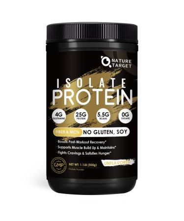 NATURE TARGET Whey Protein Powder Unflavored - Whey Protein Isolate 25g Protein Sugar-Free 1.1lb 1.1 Pound (Pack of 1)