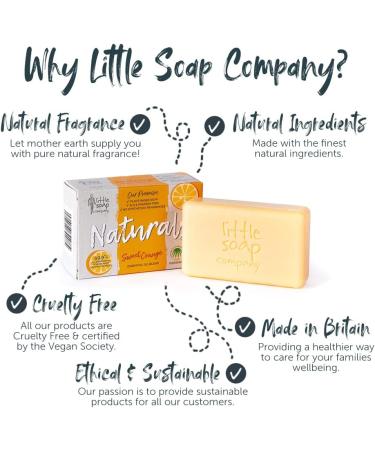 Little Soap Company Naturals Range - Vegan Bar Soap 100g (Sweet Orange) | Cruelty-Free, No SLS or Parabens | Refreshing Eco-Friendly Hand & Body Cleansing Soap - Buy Online on GoSupps.com