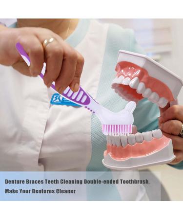 Press Toothbrush Set - 2 Denture Brushes for Effective Prosthesis Cleaning | Orange & Purple - Buy Online on GoSupps.com