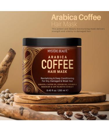 Revitalize Dry Damaged Hair with Arabica Coffee Hair Mask - Deep Conditioning Keratin Masque with Castor Oil & Saw Palmetto Extract - 8.45 fl oz - Buy Online on GoSupps.com