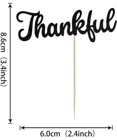 24 Pack Thankful Cupcake Toppers Glitter Thank You Cupcake Picks Thanksgiving Day Cupcake Decorations Wedding Anniversary Birthday Party Cake Decorations Black 6-black - Buy Online on GoSupps.com