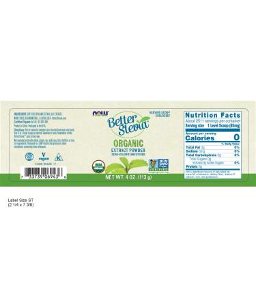 Now Foods Better Stevia Organic Extract Powder 4 oz - Natural Sweetener - Buy Online on GoSupps.com
