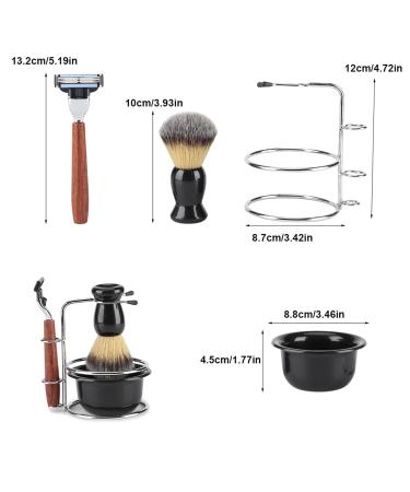 Wet Razor Set for Men | 5-in-1 Shaving Brush | Traditional Barber Manual Razor | Stainless Steel with Holder - Buy Online on GoSupps.com