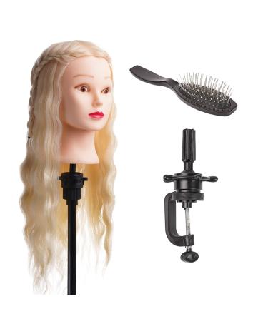 Hairdressing head 80% real hair 56 cm including clip and steel comb