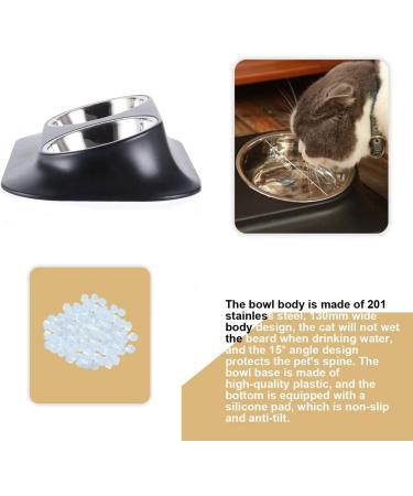 SUOXU Cat Bowls - 15 Inclined Double Bowl for Pet Feeding, Protects Cervical Spine, Anti-Skid & Anti-Spill Design for Cats and Small Dogs - Buy Online on GoSupps.com