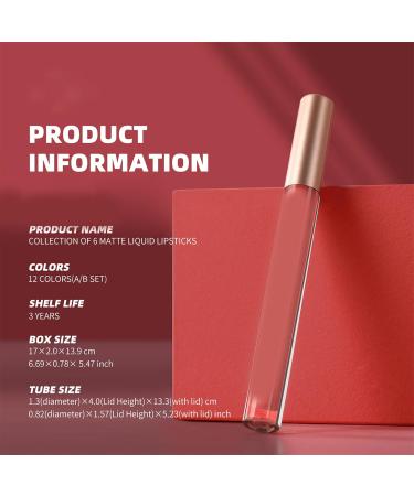 Scnvsi 6pcs Matte Liquid Lipstick Set Lip Stain Makeup Kit Waterproof Long Lasting Matte Lipstick Set for Women Girls - Buy Online on GoSupps.com