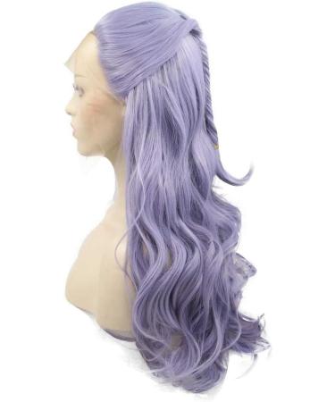 Xingyu Ladies Pastel Purple Wigs - Handmade Fishtail Braided Synthetic Lace Front Wig | 26 Lilac/Lavender Wavy Heat Friendly for Parties & Weddings - Buy Online on GoSupps.com