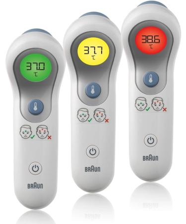 Braun NTF3000CAV1 No Touch + Forehead Thermometer with Colour Coded Display for Infants Children and Adults No. 1 Brand Among Pediatricians and Moms - Buy Online on GoSupps.com