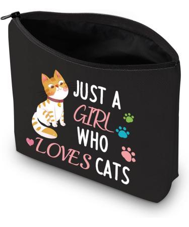 Cat Gifts Make-Up Bag | Just A Girl Who Loves Cats | Perfect Cosmetic Bag for Cat Lovers | Ideal Gifts for Women & Cat Owners | Black Cat Travel Bag - Buy Online on GoSupps.com