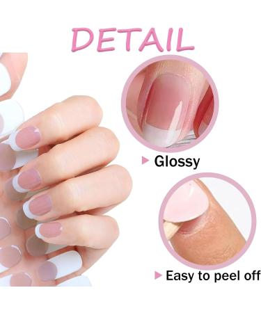 22Stickers Semi Cured Gel Nail Strips French Tip Stickers French Manicure Stickers Gel Nail Stickers Ice Transparent Nude Nail Patches Soft Self-adhesive Gel Nail Sticker Women's Long-lasting Nails - Buy Online on GoSupps.com