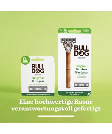 BULLDOG Wet Shave for Men | Eco-Friendly Bamboo Handle Razor + 4 Replacement Blades | 5-Blade Precision Shaving - Buy Online on GoSupps.com