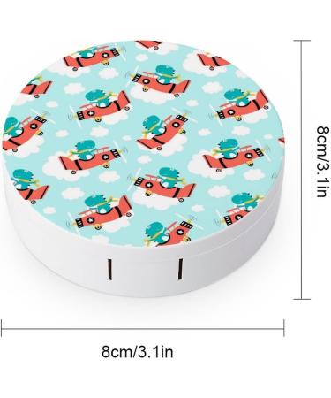 Plane And Cute Dinosaur Round Case For Contact Lens Kit Storage Box with Mirror Printed - Buy Online on GoSupps.com