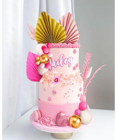 JeVenis 36 PCS Pink Balls Cake Decoration Baby Shower Cake decoration Pink Leaves Cake Decoration Rose Cake decoration Boho Cake Decoration Palm Leaves Cake Decoration (EU-A-734) - Buy Online on GoSupps.com