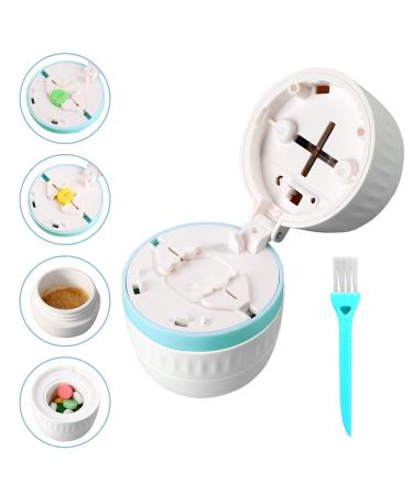 Pill Cutter Pill Crusher Pill Cutter 1/4 Splitter for Small and Tiny Pills 4 Functions Pill Cutter 1/4 Pill Grinder Pill Organizer Suitable for Carrying On The Go (Blue)