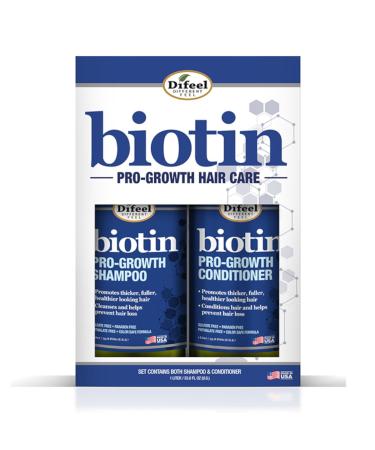 Difeel Pro-Growth Biotin Shampoo & Conditioner LARGE 33.8oz 2-PC Gift Set - Shampoo and Conditioner for Thinning Hair and Hair Loss Sulfate Free Shampoo & Conditioner
