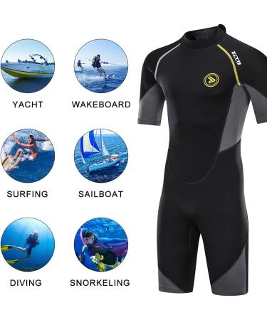 Wetsuit Shorty for Men 1.5mm Neoprene Back Zip Spring Suit | Diving, Surfing, Snorkeling | Black-Gray | XX-Large - Buy Online on GoSupps.com