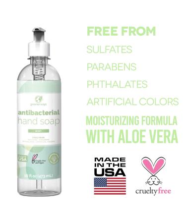 Greenerways Mint Antibacterial Hand Soap | Made in USA | Sulfate-Free, Paraben-Free | Vegan Hand Wash with Aloe Vera (16 Fl Oz, 6 Pack) - Buy Online on GoSupps.com