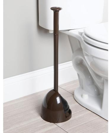 mDesign Plastic Freestanding Hideaway Toilet Bowl Plunger with Holder Set - Plunger for Bathroom Storage and Cleaning Organization - Heavy Duty  Space Saving - Aura Collection - Dark Brown - Buy Online on GoSupps.com