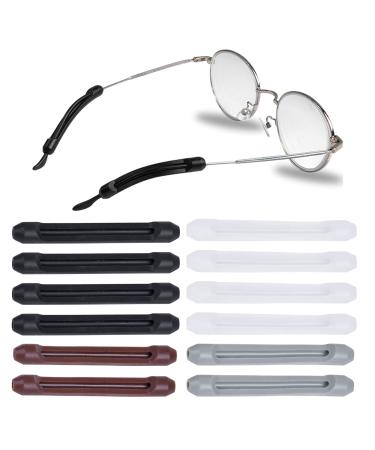 6 pairs silicone anti -slip covers brackets of glasses pads comfort glasses ears glasses ear pads glasses ear hooks for sunglasses reading glasses sports glasses black white gray brown
