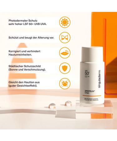 Singuladerm Xpertsun Urban Face Sunscreen SPF 50+ | 50ml Waterproof Sun Protection Against Pollution & Dark Spots - Buy Online on GoSupps.com