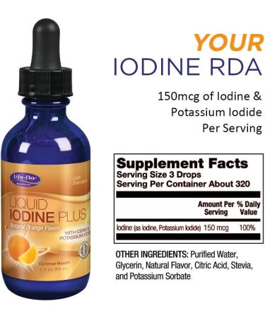 Life-flo Liquid Iodine Plus - Natural Orange Flavor 2 fl oz | Boost Iodine Levels - Buy Online on GoSupps.com