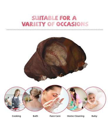 Retro Baseball Printed Waterproof Shower Cap for Women - One Size Fits All - Buy Online on GoSupps.com