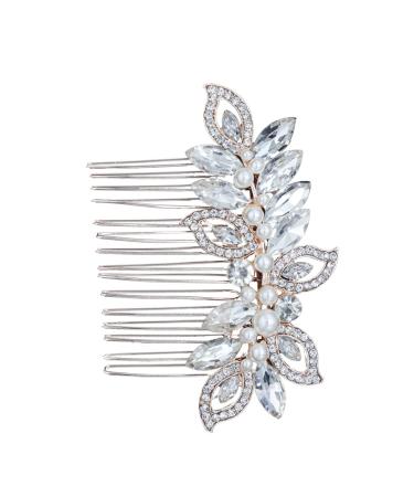 DOITOOL Bridal Headdress Rhinestone Bridal Comb Silver Hair Clip Combs for Women Hair Combs for Gold Headpiece Bride Hair Clip Rhinestone Headpiece Accessories