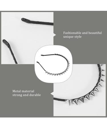 Fuhoghto Silver Metal Stud Rivet Spike Headband Hair Head Band Aliceband Punk Girl - Buy Online on GoSupps.com