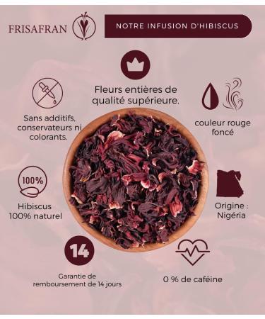  FRISAFRAN FRISAFRAN | Organic Dried Hibiscus Flowers 400g | Organic Hibiscus | Loose Leaf | Jamaican Flower | Detoxifying Draining Infusion | Hibiscus Tea | Iced Tea | Infusion and Herbal Tea | Jamaican Water | Pure Hibiscus - Buy Online on GoSupps.com