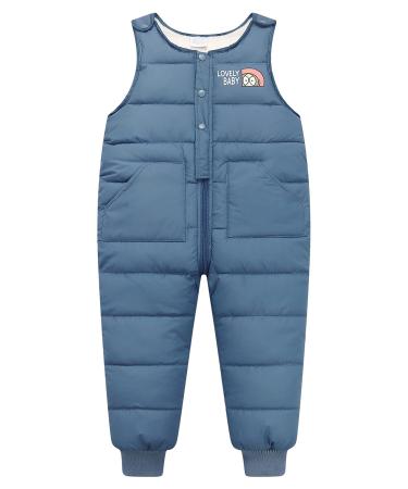 Happy Cherry Baby Winter Pants Newborn Boys Girls Overall Ski Trousers Infant Warm Snow Bib Pant Toddler Windproof Padded Snowsuit Bottoms Elastic Buttom Zipper Outerwear Outftis Clothes 100 B- Light Blue