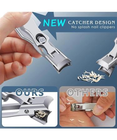 Nail Clippers Professional Extra Large Heavy Duty Wide Jaw Opening No Splash Fingernail Cutters Long Handle with Catcher File - Buy Online on GoSupps.com