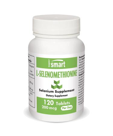 Supersmart - L-Selenomethionine 200 mcg per Day (Selenium Supplement) - Potent Antioxidant - Cells & DNA Protect - Immune Support | Non-GMO & Gluten Free - 120 Tablets