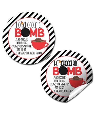 Hot Chocolate Bomb Red Mug With Striped Border All-Occasion Hot Cocoa Bomb Sticker Labels  40 2 Circle Stickers by AmandaCreation