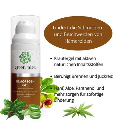 Green Idea Hemore Rays Gel - Effective Hemorrhoid Ointment with Horse Chestnut Oak Bark & Hemp Oil for Anal Fissures - Fast Relief & Soothing Pain - 50ml - Buy Online on GoSupps.com