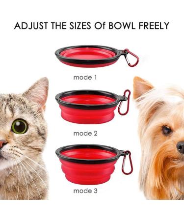 Vigime Foldable Dog Bowl Set - Portable Travel Water Bowls for Dogs & Cats (5PCs 350ml) with Carabiner Hook - Ideal for Hiking Walking and Outdoor Adventures - Buy Online on GoSupps.com