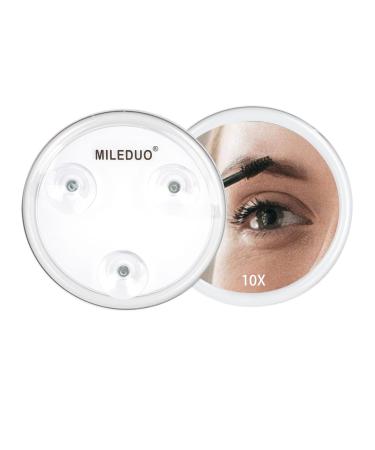 MILEDUO Magnifying Mirror 10X Magnifying Mirror Suction Cup for Easy Mounting Use for Magnifying Makeup Mirror Travel Magnifying Mirror Stick on Shower Mirror for Plucking Eyebrows 4 Inch 1 PCS