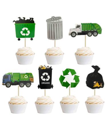 Garbage Truck Birthday Party Supplies Garbage Truck Cupcake Toppers for Trash Truck Waste Management Recycling Party Supplies