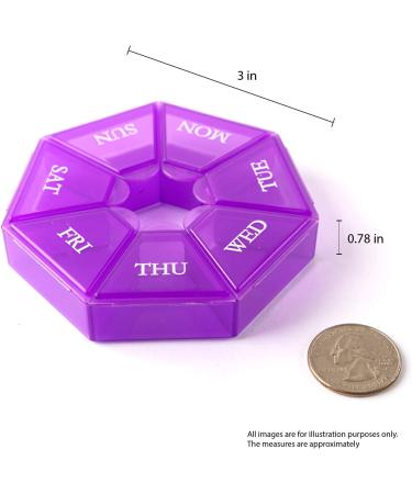 7-Sided Portable Pill Box - Small Weekly Medicine Planner & Vitamin Holder - Purple - Buy Online on GoSupps.com