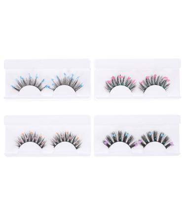 DRESSOOS Sequins 4 Pairs Sequin False Eyelashes Lashes Natural False Eyelashes Natural False Lashes Segmented False Eyelashes Pesta as Postizas Naturales Artificial Eyelashes Cosplay