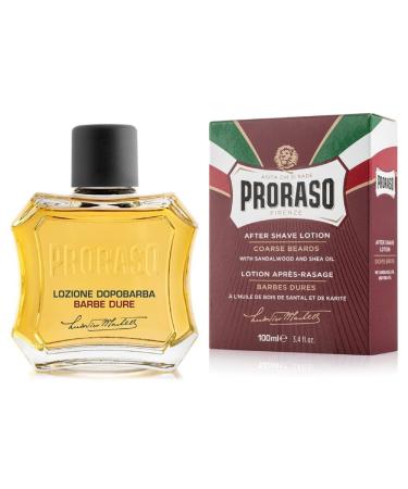 Proraso After Shave Lotion, Moisturizing and Nourishing for Coarse Beards with Sandalwood Oil and Shea Butter, 3.4 Fl Oz
